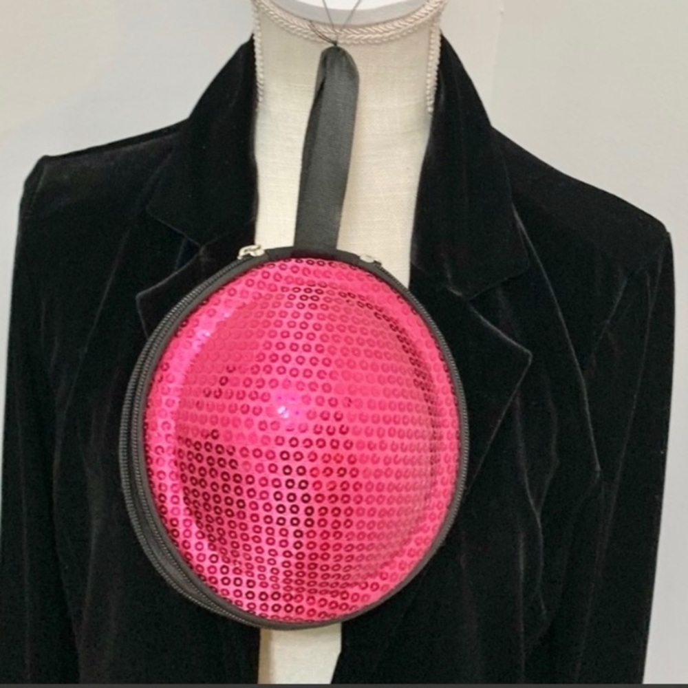Pink Sequin Sticky Bra Case/Mini Round Bag NWOT